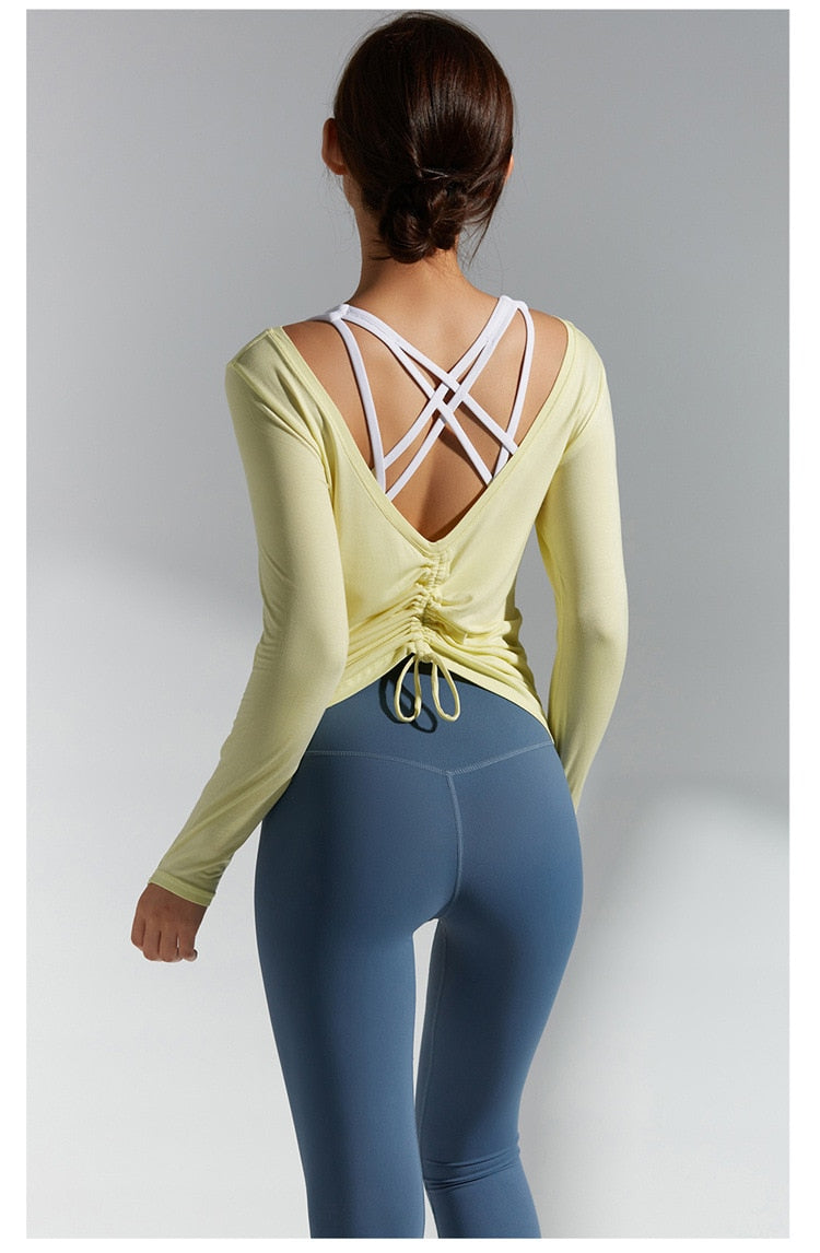 Nora  Scoop Back Long Sleeve Top